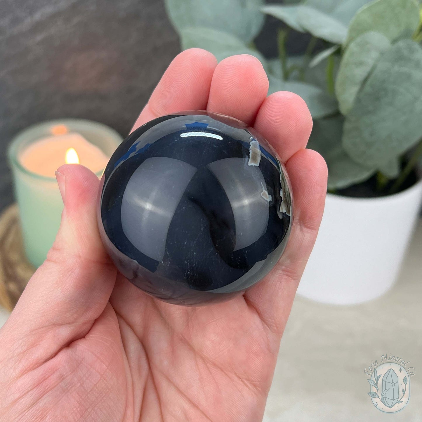 56mm UV Reactive Volcano Agate Polished Sphere