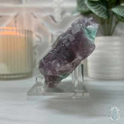 UV Reactive Watermelon Fluorite Specimen With Stand