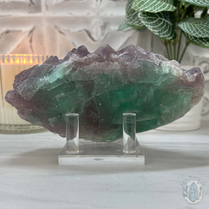 UV Reactive Watermelon Fluorite Specimen With Stand