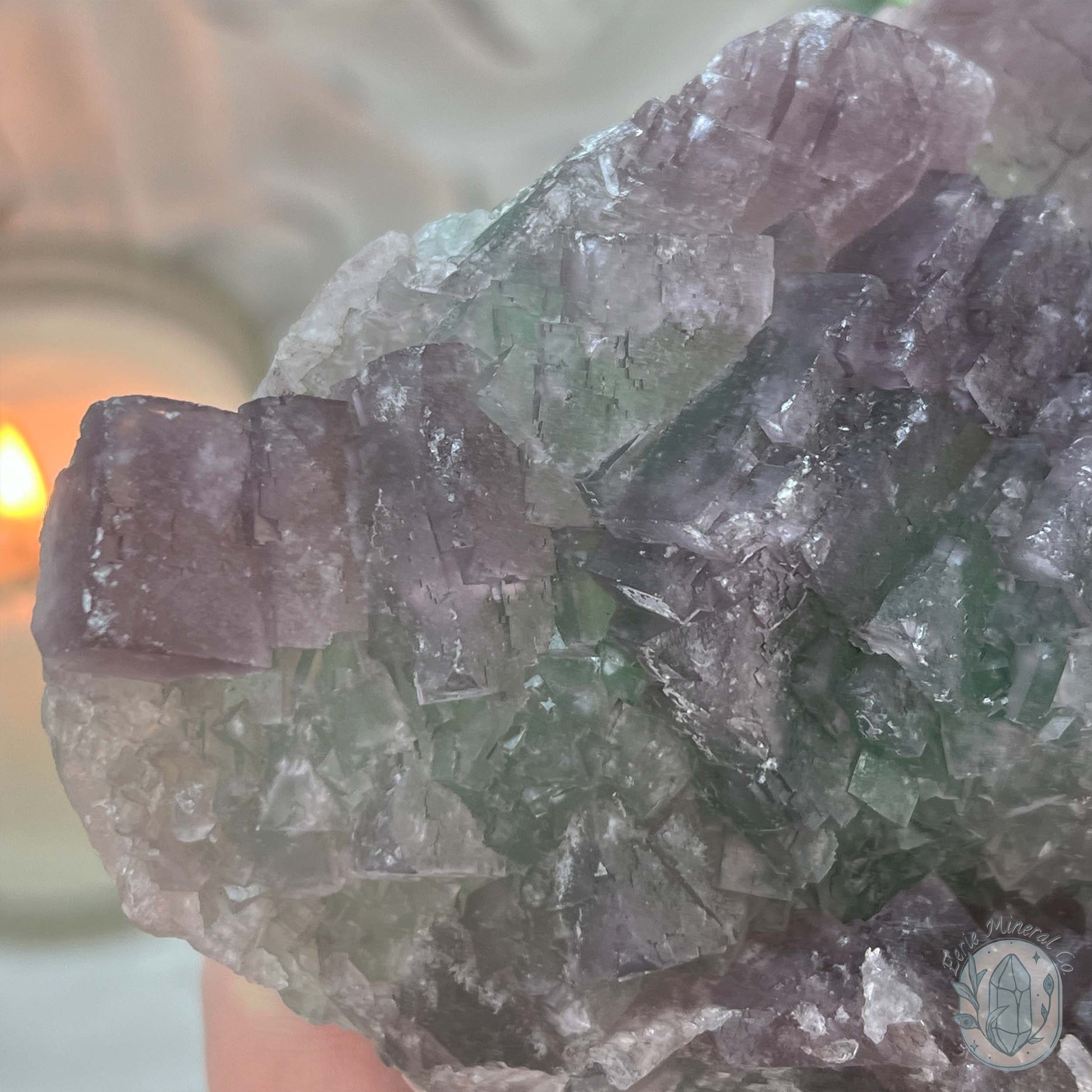 UV Reactive Watermelon Fluorite Specimen With Stand