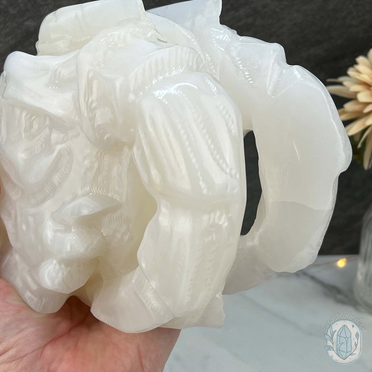White Afghan Jade Dragon Head Carving
