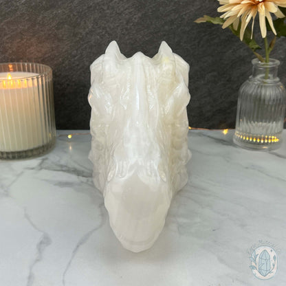 White Afghan Jade Dragon Head Carving
