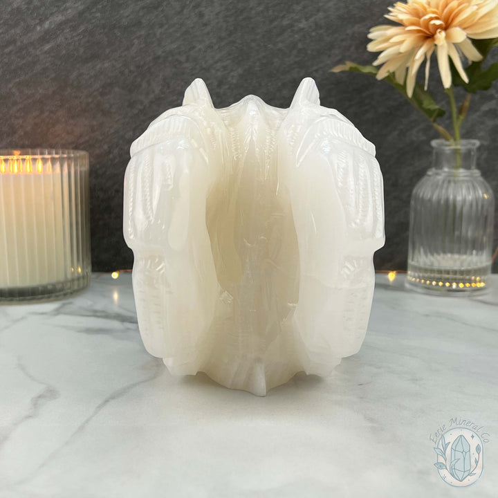 White Afghan Jade Dragon Head Carving