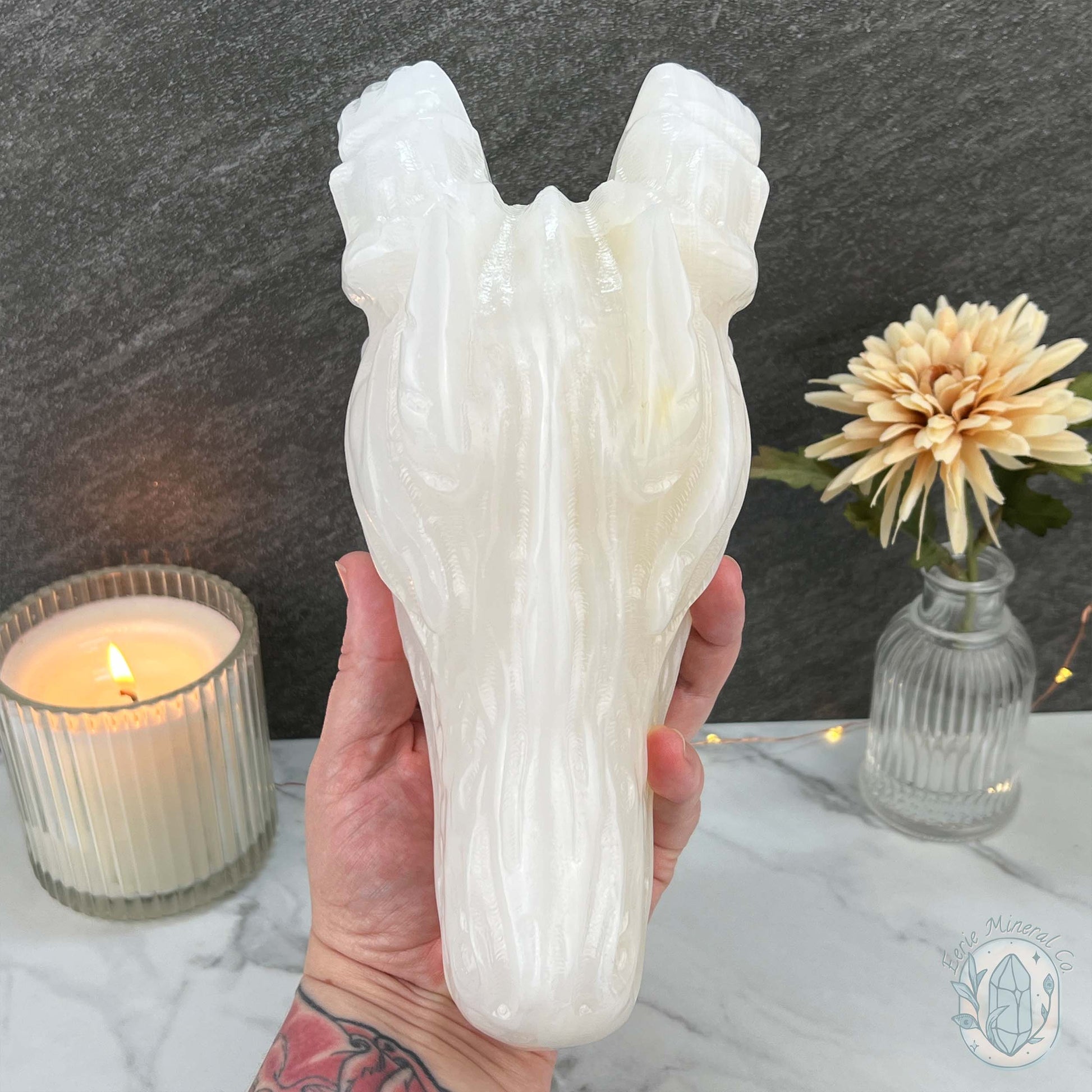 White Afghan Jade Dragon Head Carving