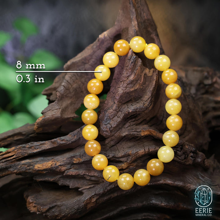 Polished Yellow Jade Beaded Stretch Bracelet