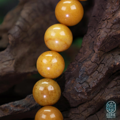 Polished Yellow Jade Beaded Stretch Bracelet