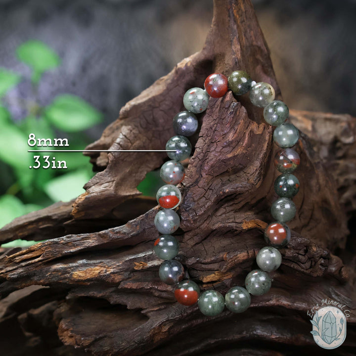 African Bloodstone Beaded Gemstone Stretch Bracelet