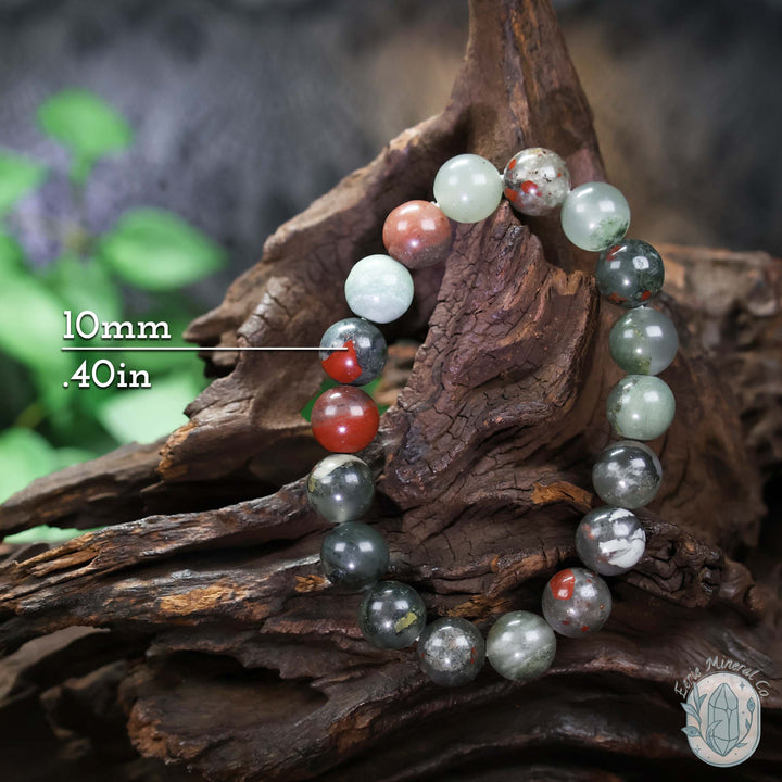 African Bloodstone Beaded Gemstone Stretch Bracelet