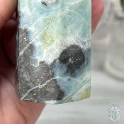 Polished Amazonite, Tourmaline, And Pyrite Tower