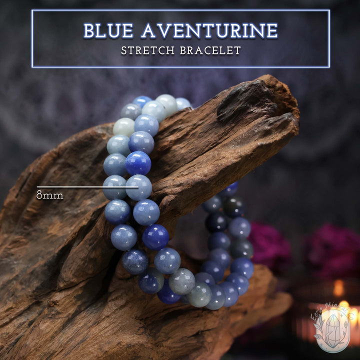 Blue Aventurine Beaded Gemstone Stretch Bracelet
