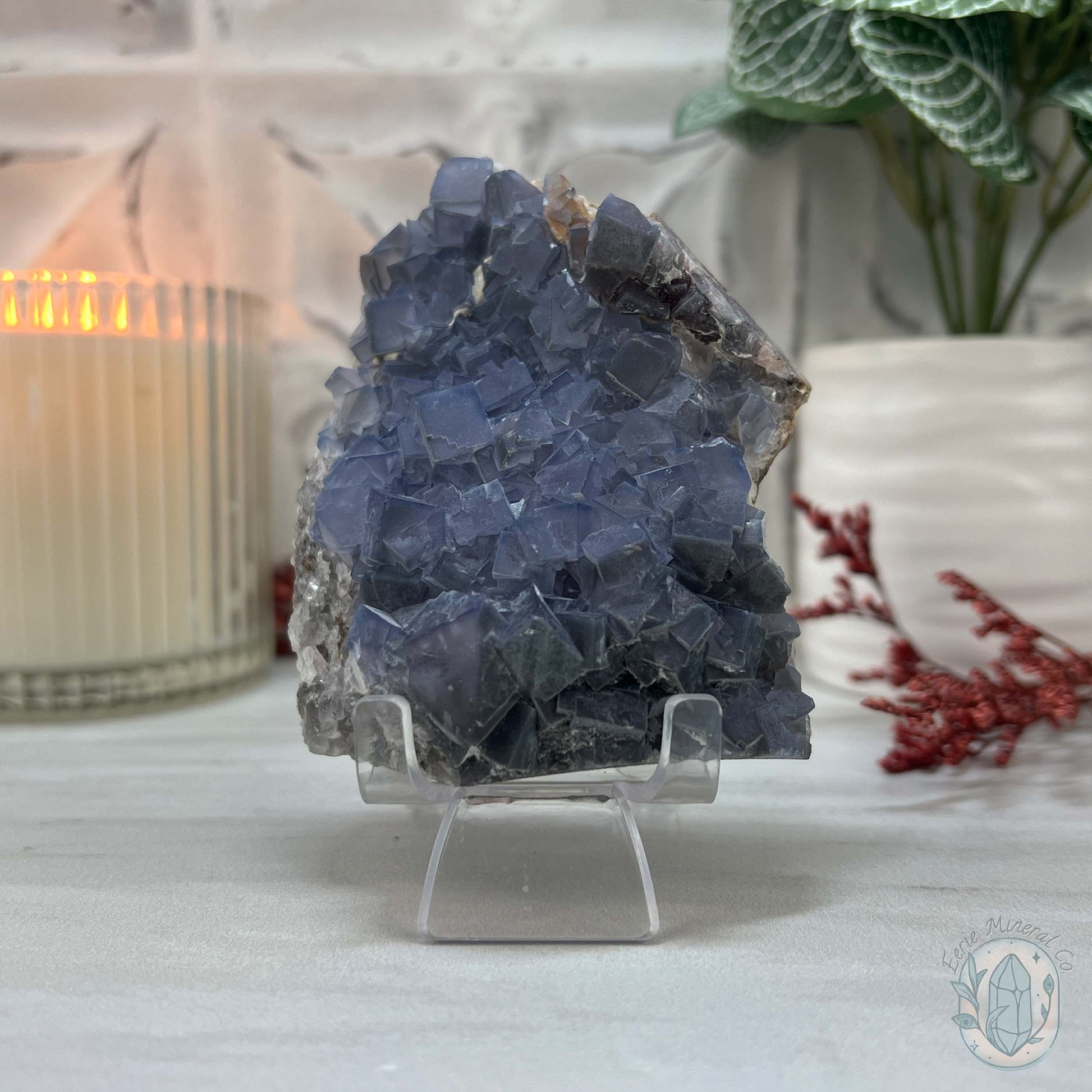 UV Reactive Blue Fluorite Specimen With Stand
