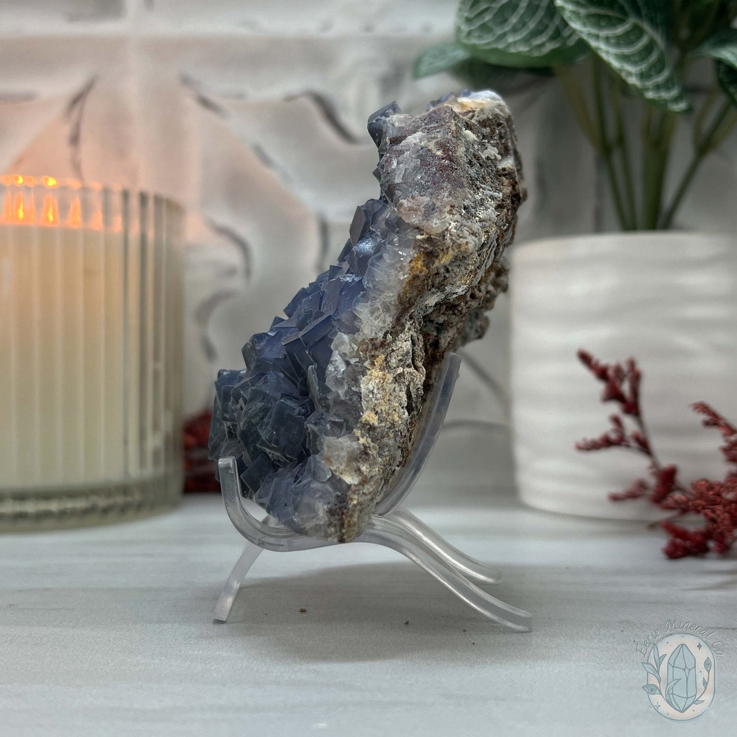 UV Reactive Blue Fluorite Specimen With Stand