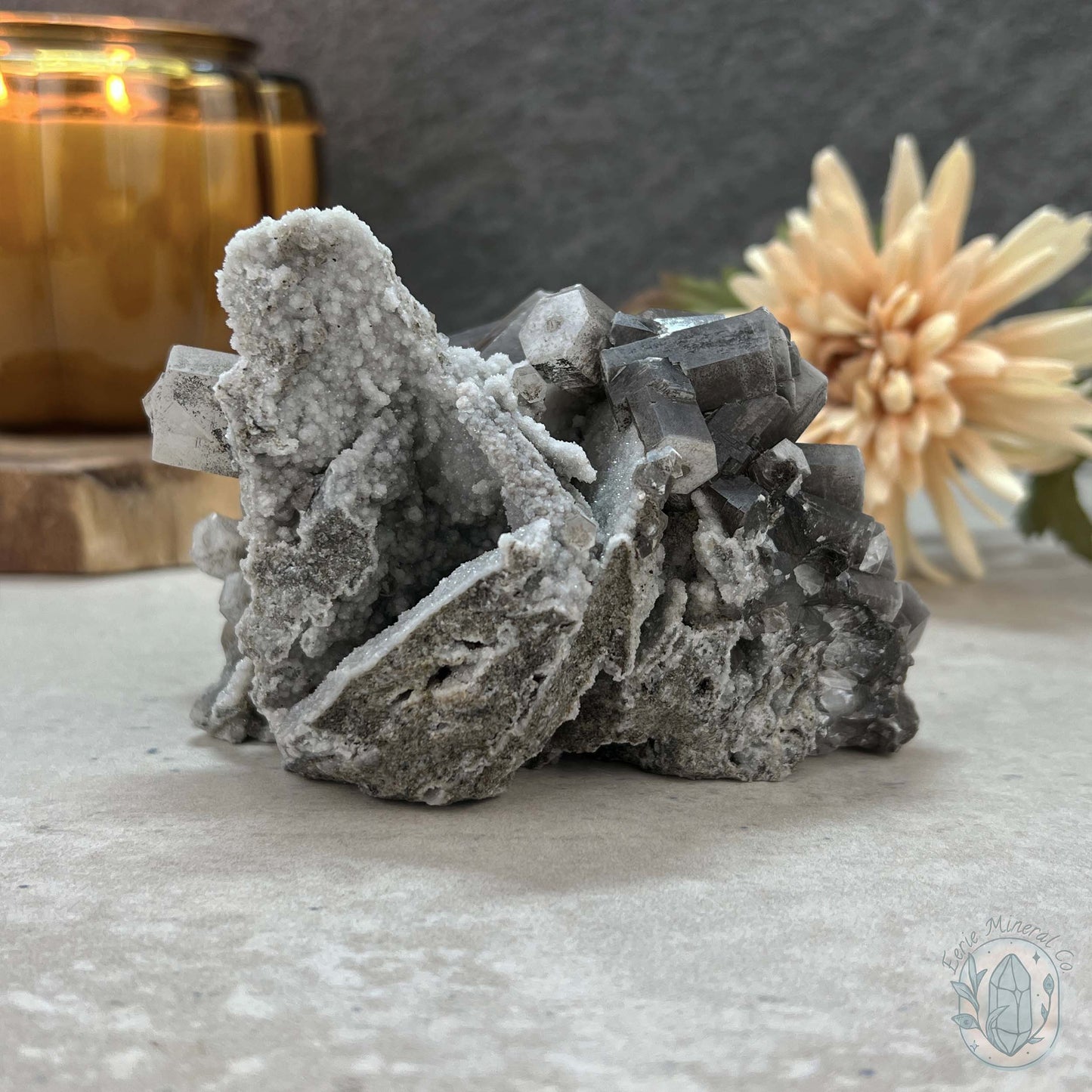 UV Reactive Druzy Columnar Calcite Cluster Specimen