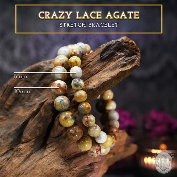 Crazy Lace Agate Beaded Stretch Bracelet