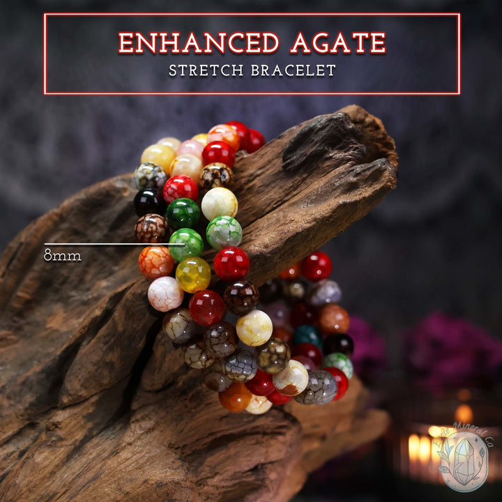 Polished Dyed Agate Beaded Stretch Bracelet