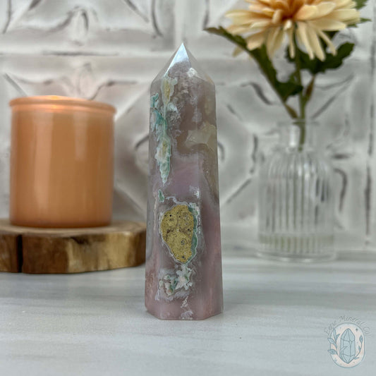 Polished Flower Agate or Cherry Blossom Tower