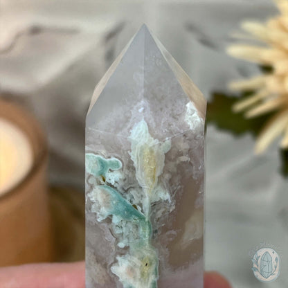 Polished Flower Agate or Cherry Blossom Tower