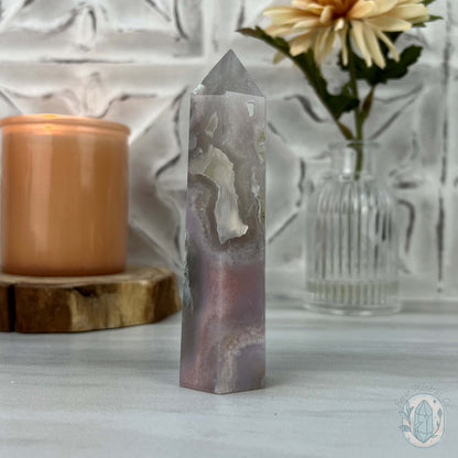 Polished Flower Agate or Cherry Blossom Tower