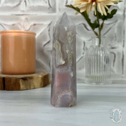 Polished Flower Agate or Cherry Blossom Tower