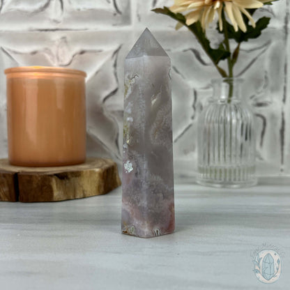 Polished Flower Agate or Cherry Blossom Tower