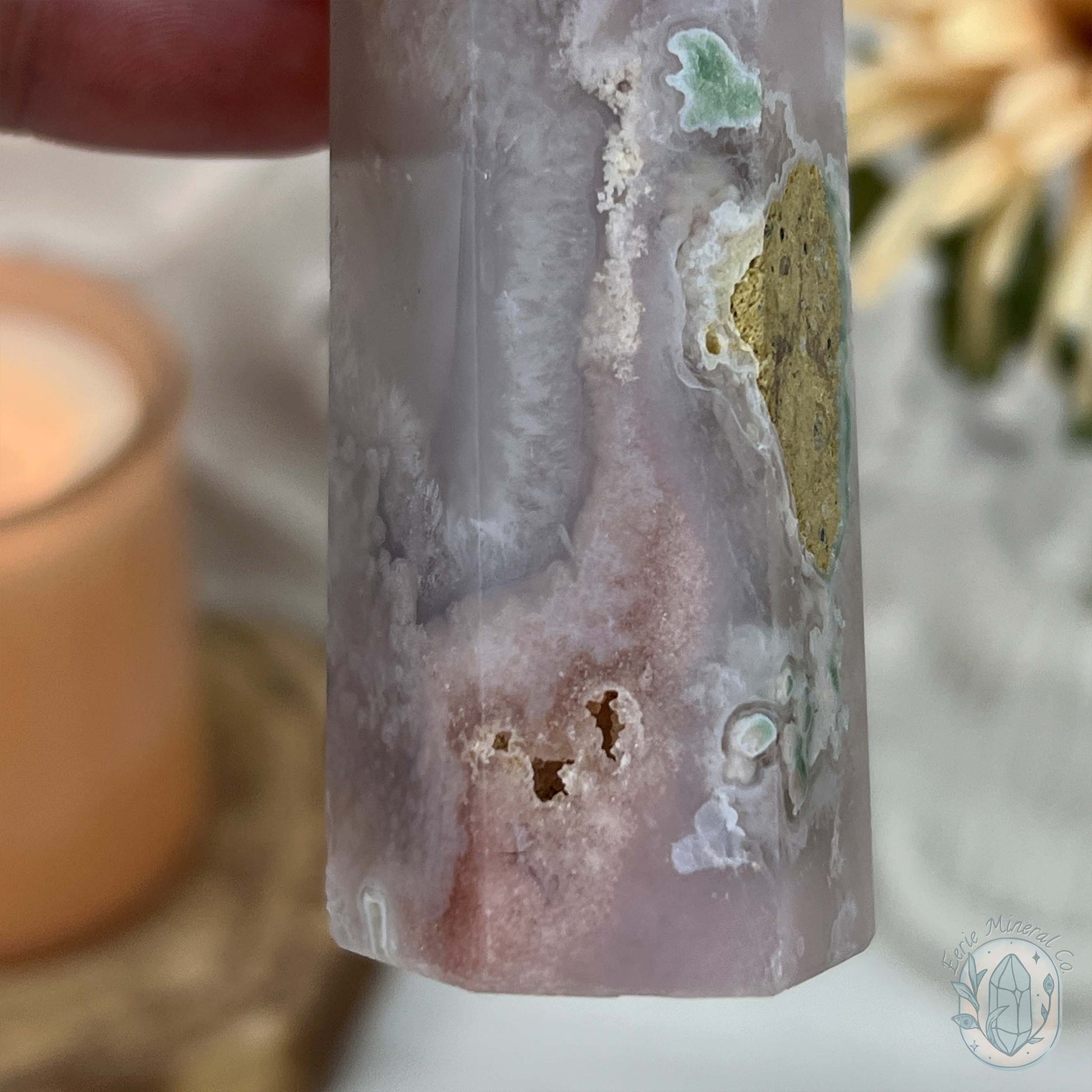 Polished Flower Agate or Cherry Blossom Tower
