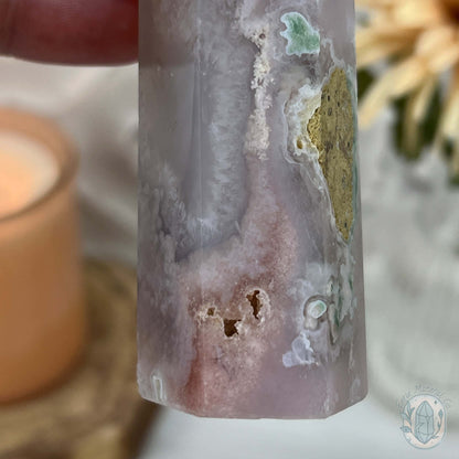 Polished Flower Agate or Cherry Blossom Tower