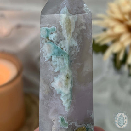 Polished Flower Agate or Cherry Blossom Tower