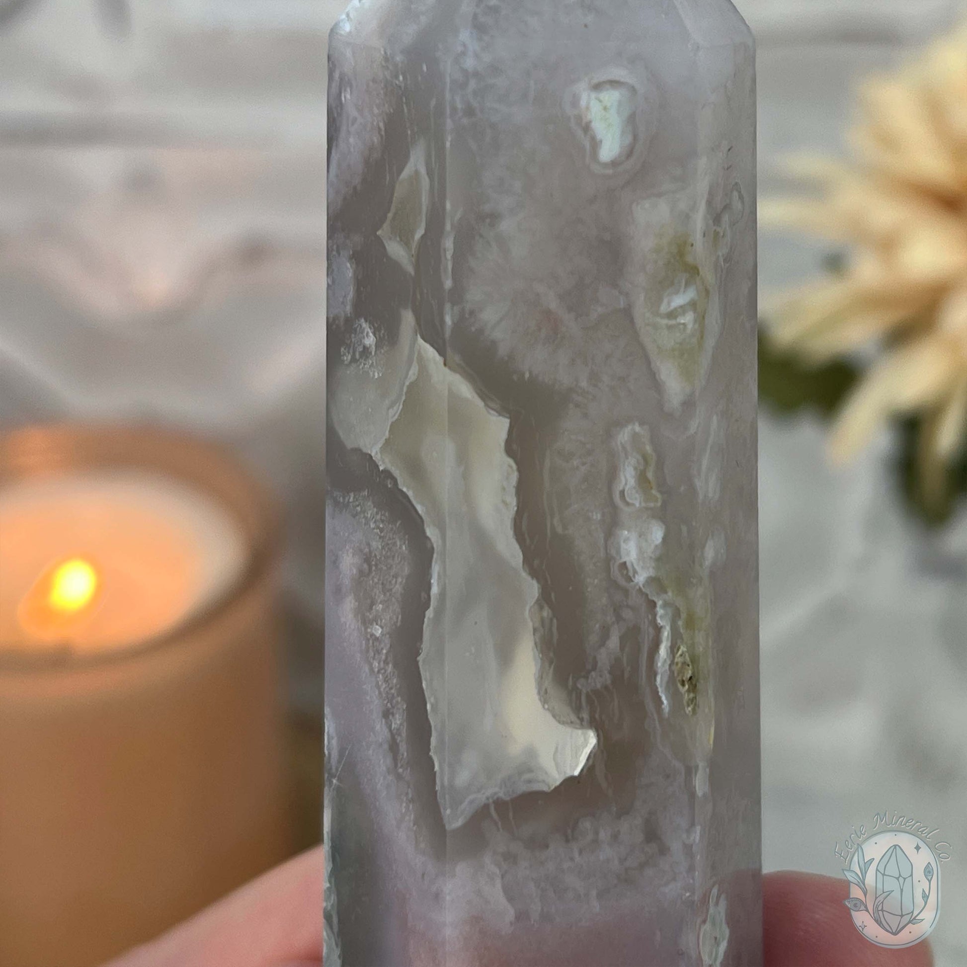 Polished Flower Agate or Cherry Blossom Tower