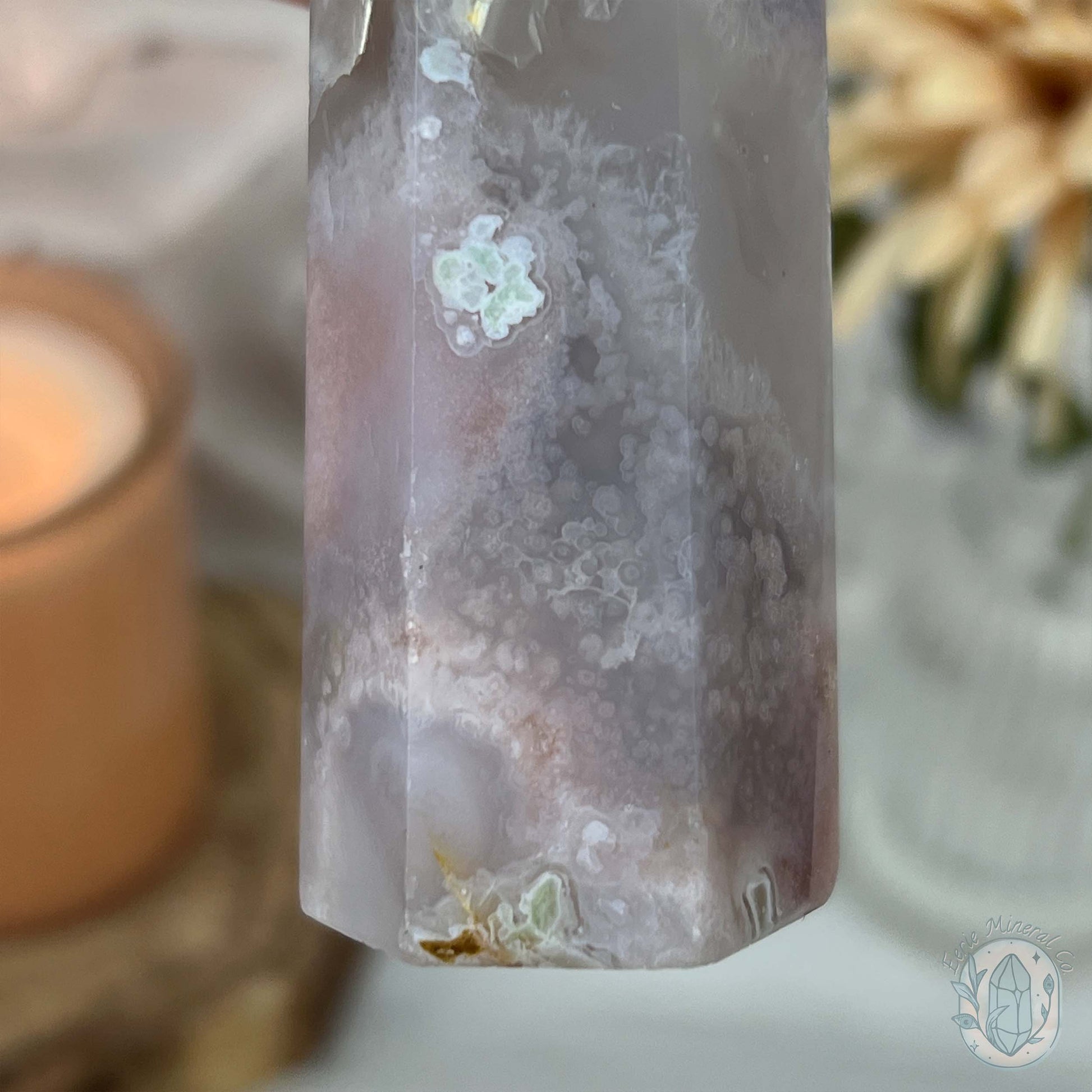 Polished Flower Agate or Cherry Blossom Tower