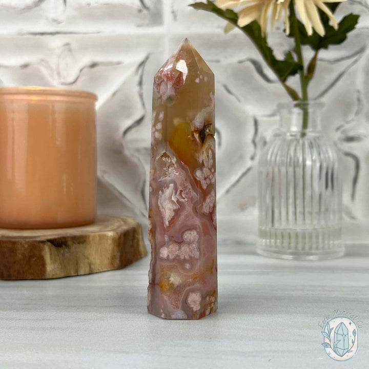 Polished Flower Agate / Cherry Blossom Tower