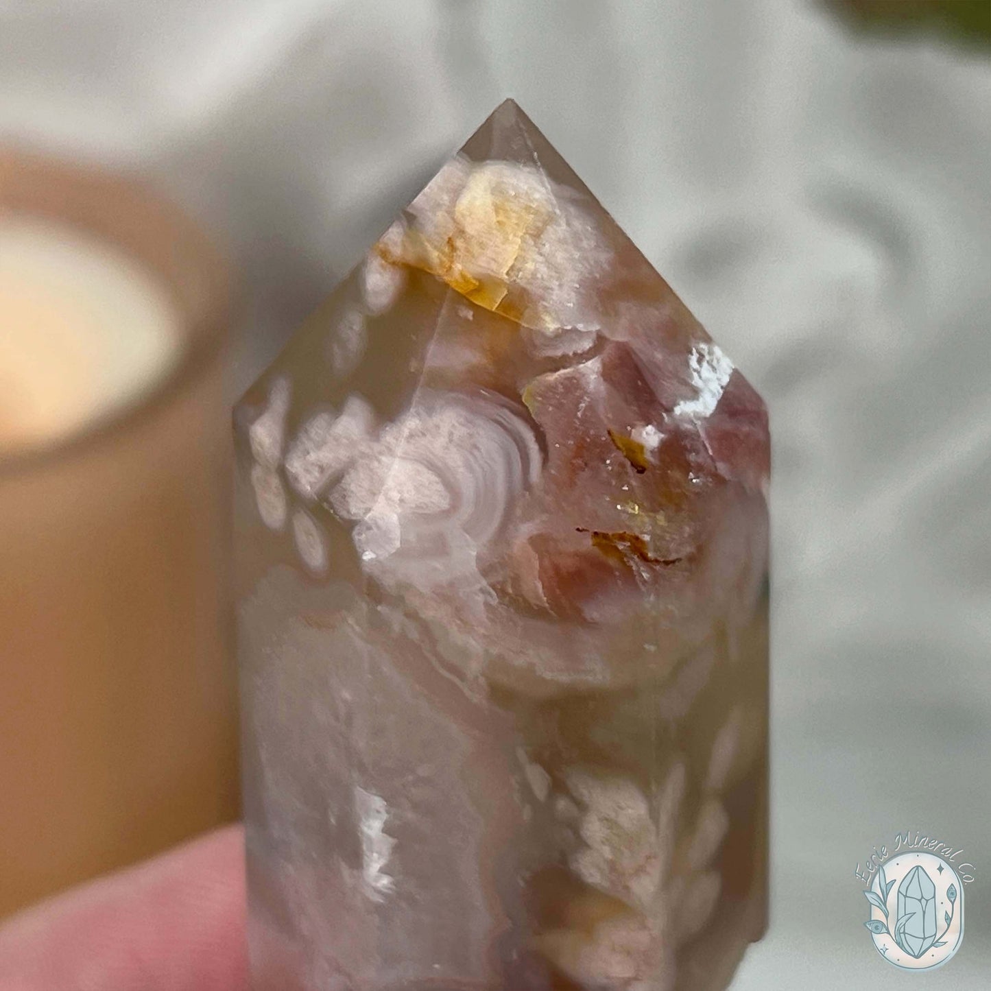 Polished Flower Agate / Cherry Blossom Tower