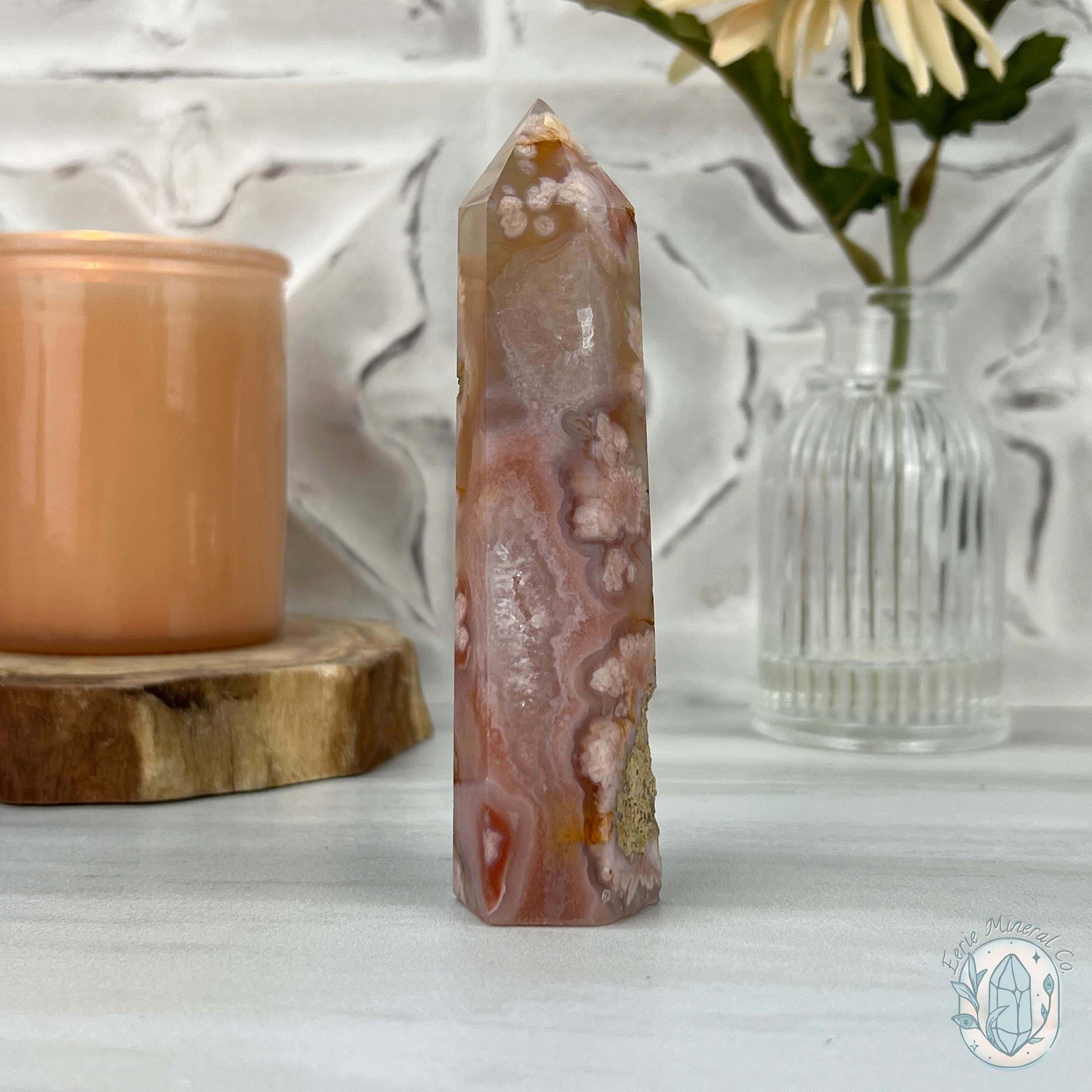 Polished Flower Agate / Cherry Blossom Tower