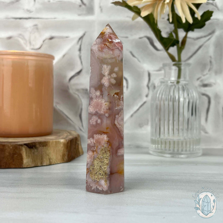 Polished Flower Agate / Cherry Blossom Tower