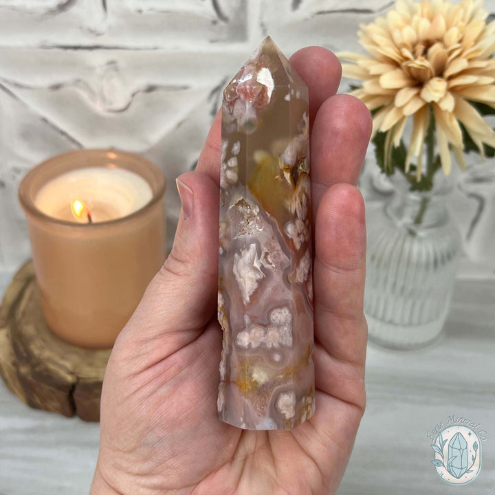 Polished Flower Agate / Cherry Blossom Tower