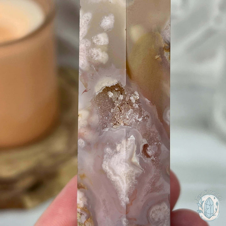 Polished Flower Agate / Cherry Blossom Tower