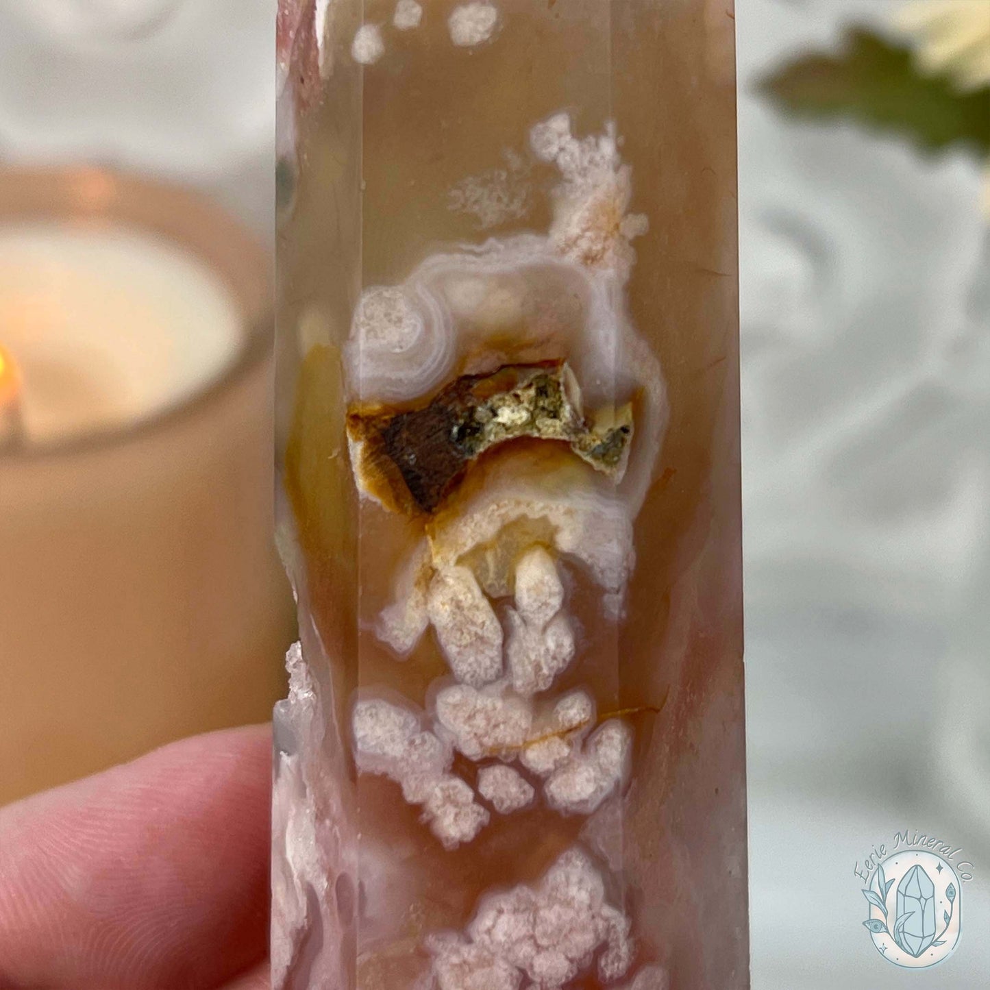 Polished Flower Agate / Cherry Blossom Tower