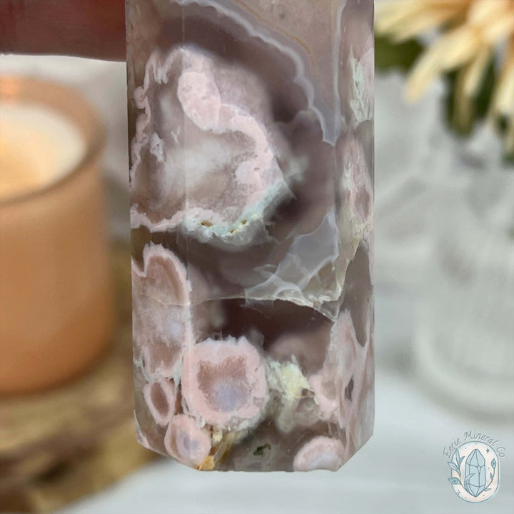 Polished Flower Agate / Cherry Blossom Tower