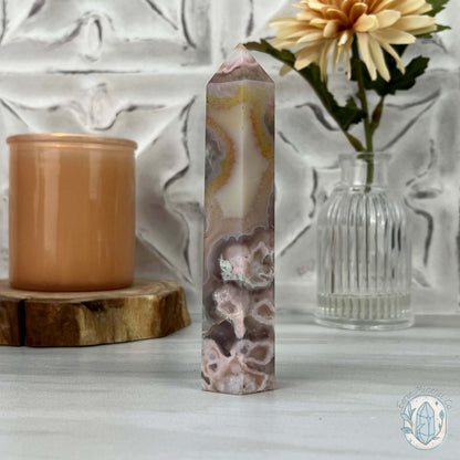 Polished Flower Agate / Cherry Blossom Tower