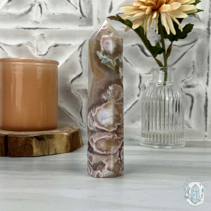 Polished Flower Agate / Cherry Blossom Tower