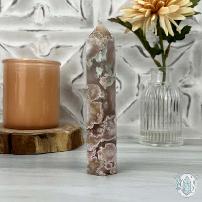 Polished Flower Agate / Cherry Blossom Tower