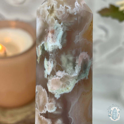Polished Flower Agate / Cherry Blossom Tower
