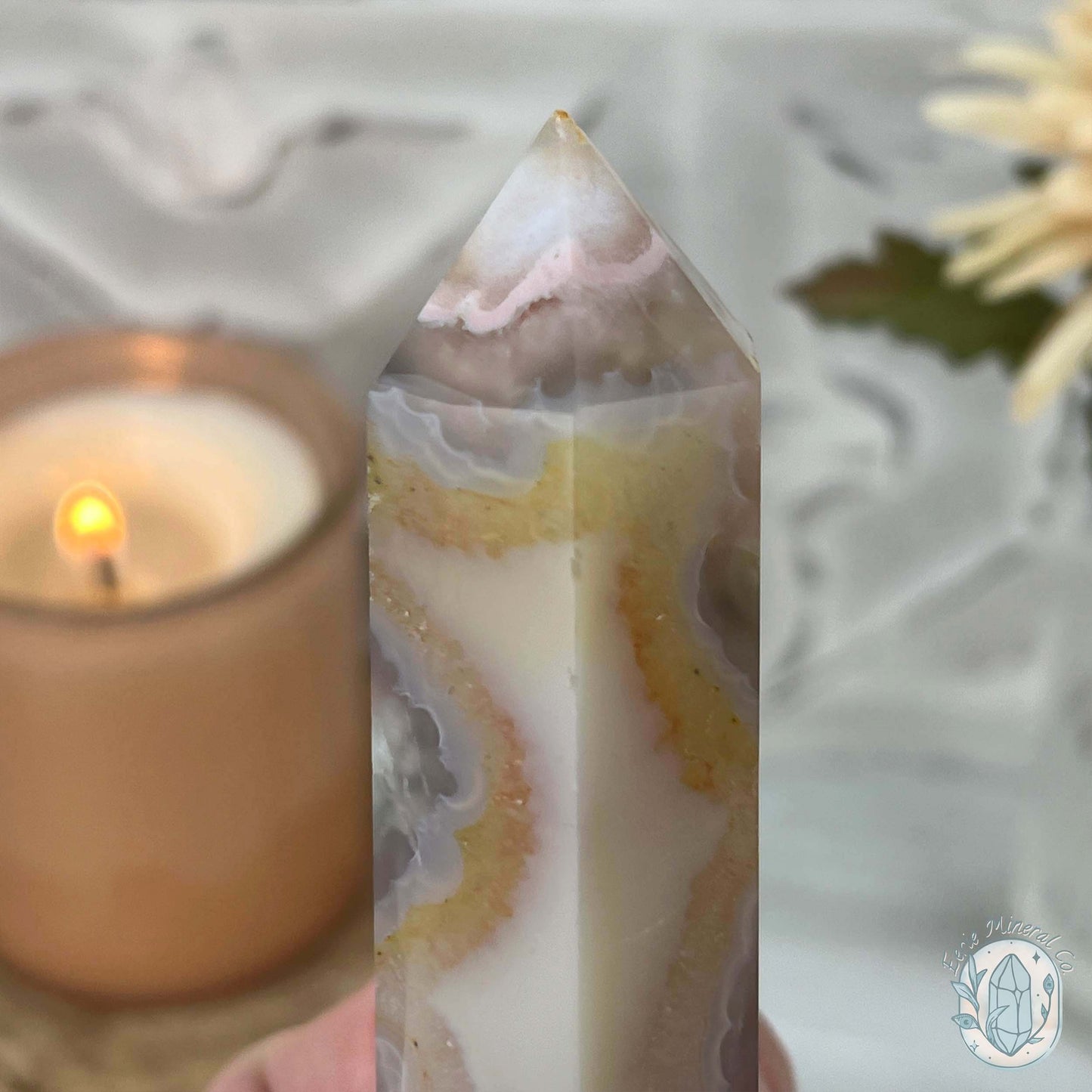Polished Flower Agate / Cherry Blossom Tower