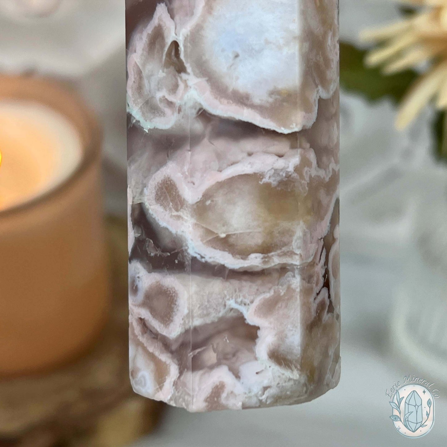Polished Flower Agate / Cherry Blossom Tower