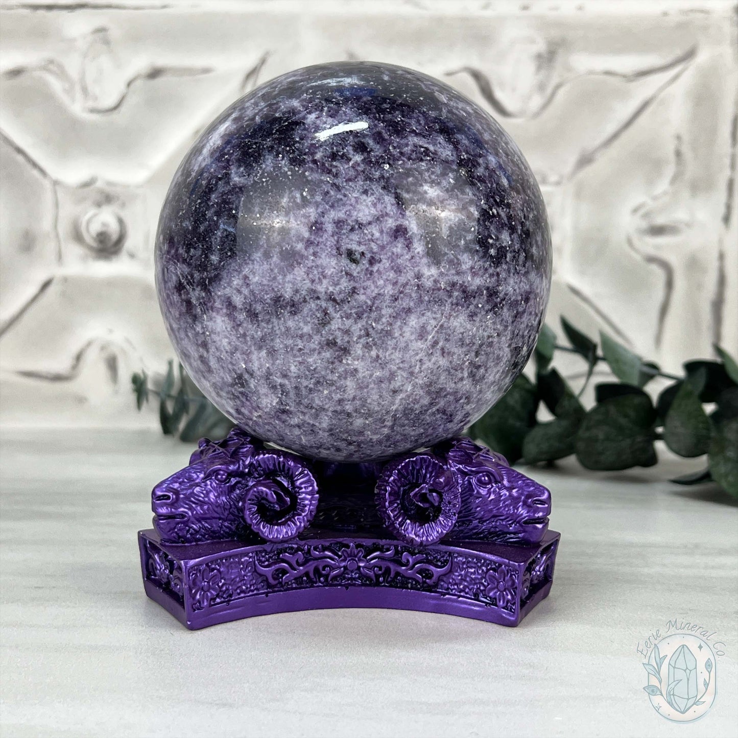 Detailed 3 Ram's Head Sphere or Orb Holders