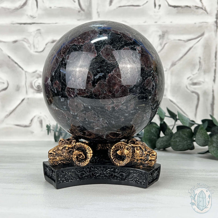 Detailed 3 Ram's Head Sphere or Orb Holders