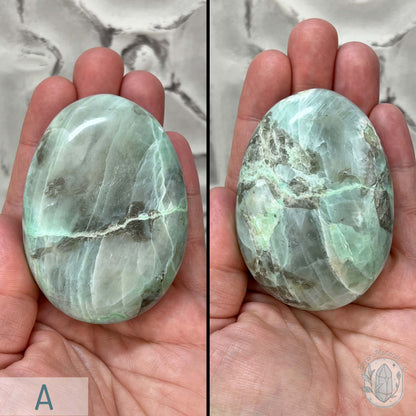 Polished Green Moonstone Palm Stones