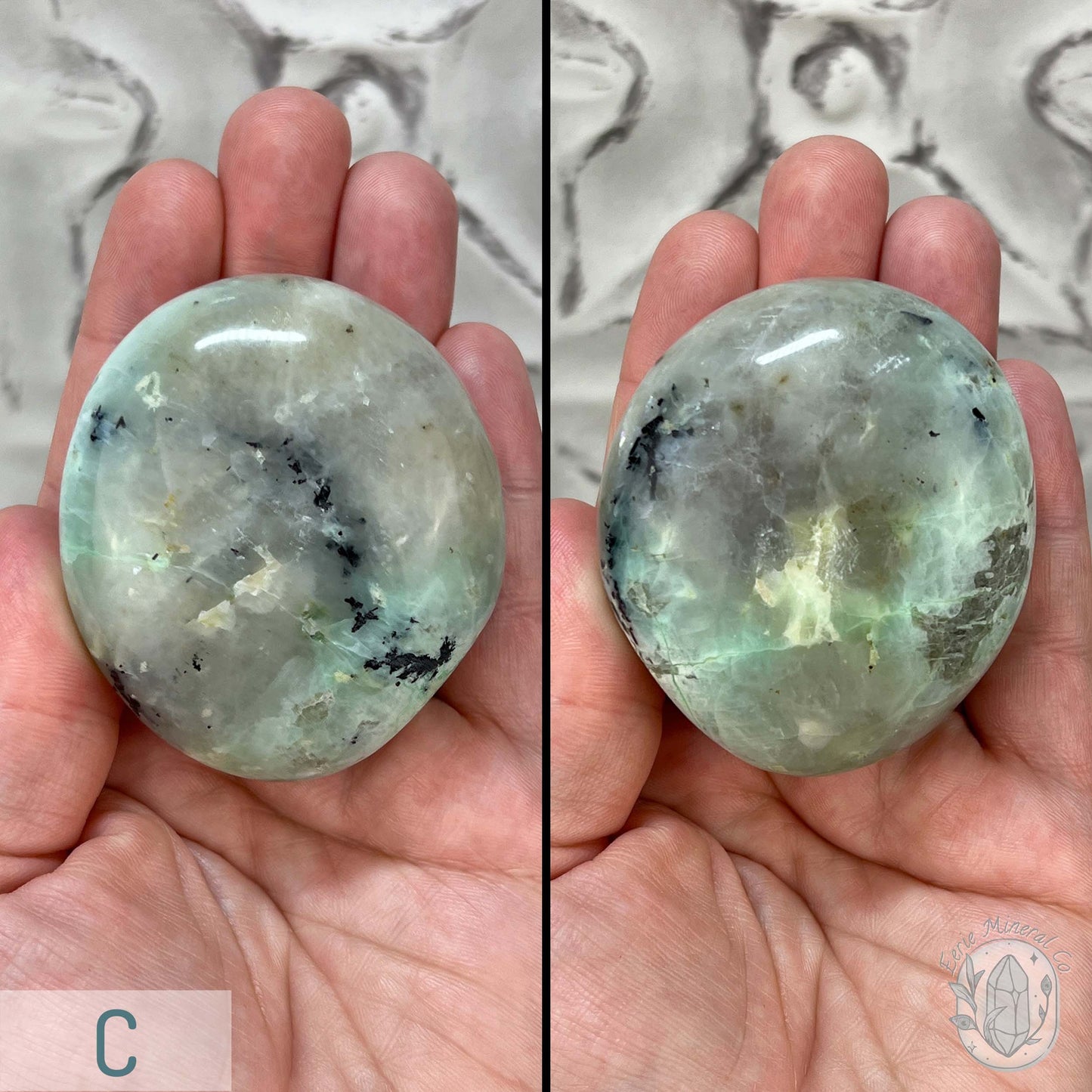 Polished Green Moonstone Palm Stones