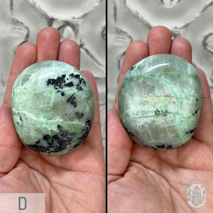 Polished Green Moonstone Palm Stones