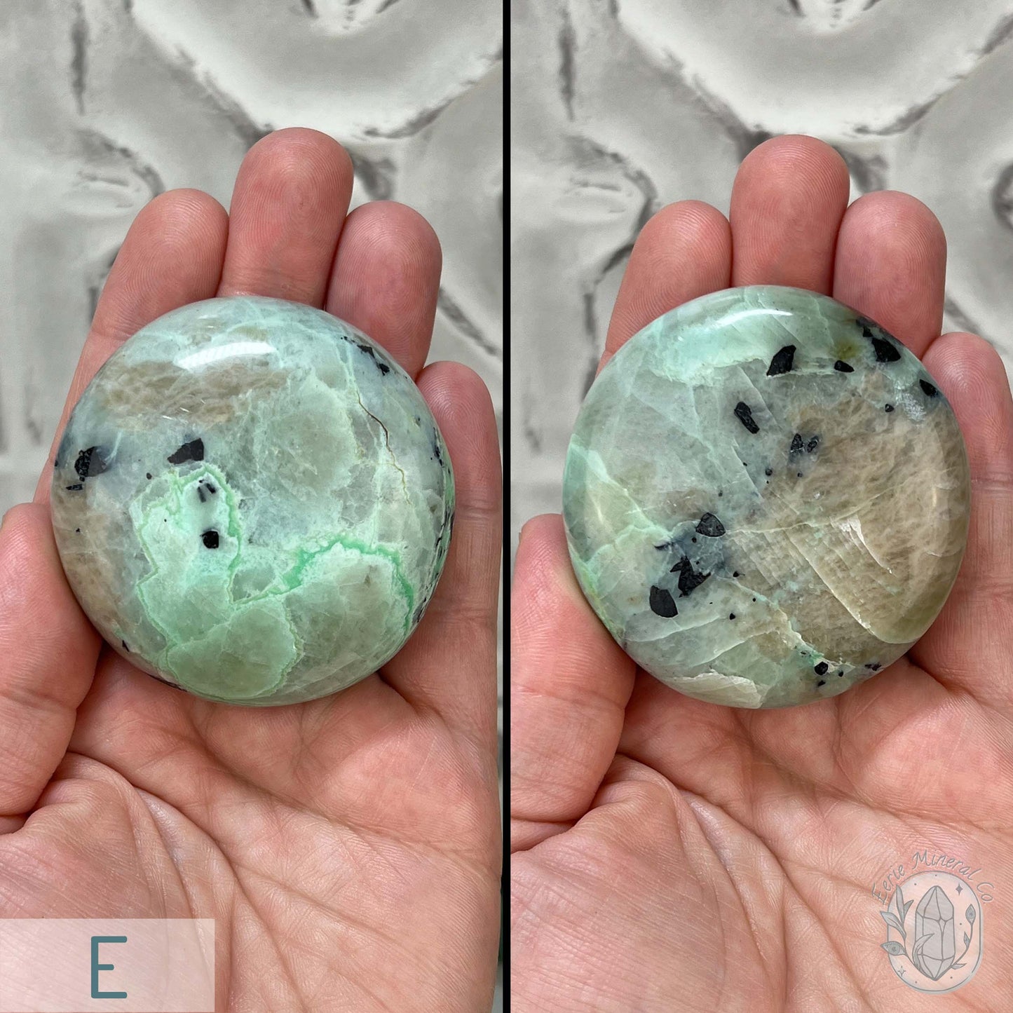 Polished Green Moonstone Palm Stones