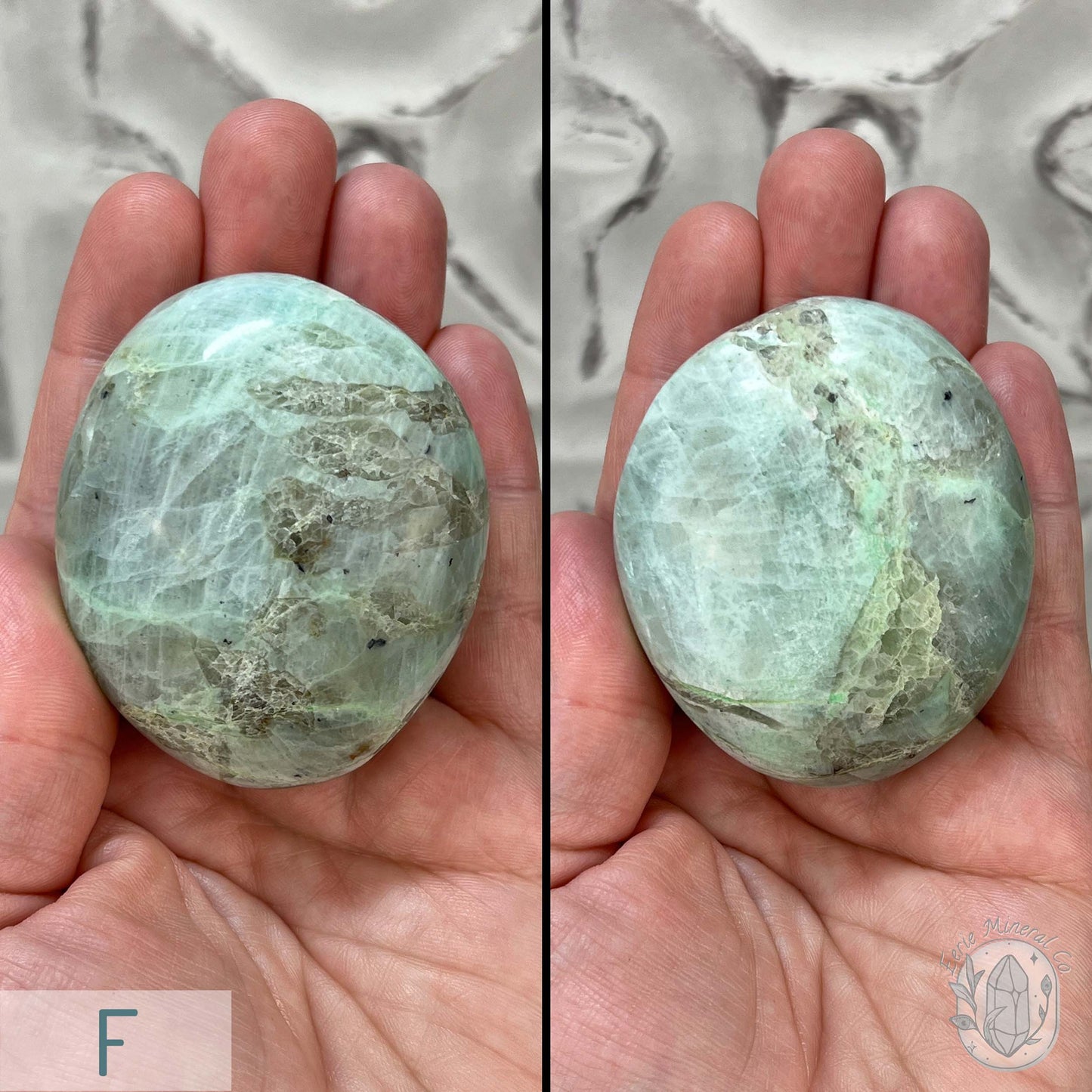 Polished Green Moonstone Palm Stones